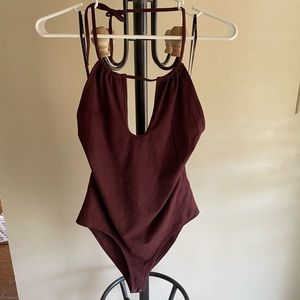 Maroon suede bodysuit